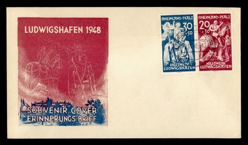 DR WHO 1948 GERMANY RHEINLAND PFALZ FDC SEMI POST COMBO M72384