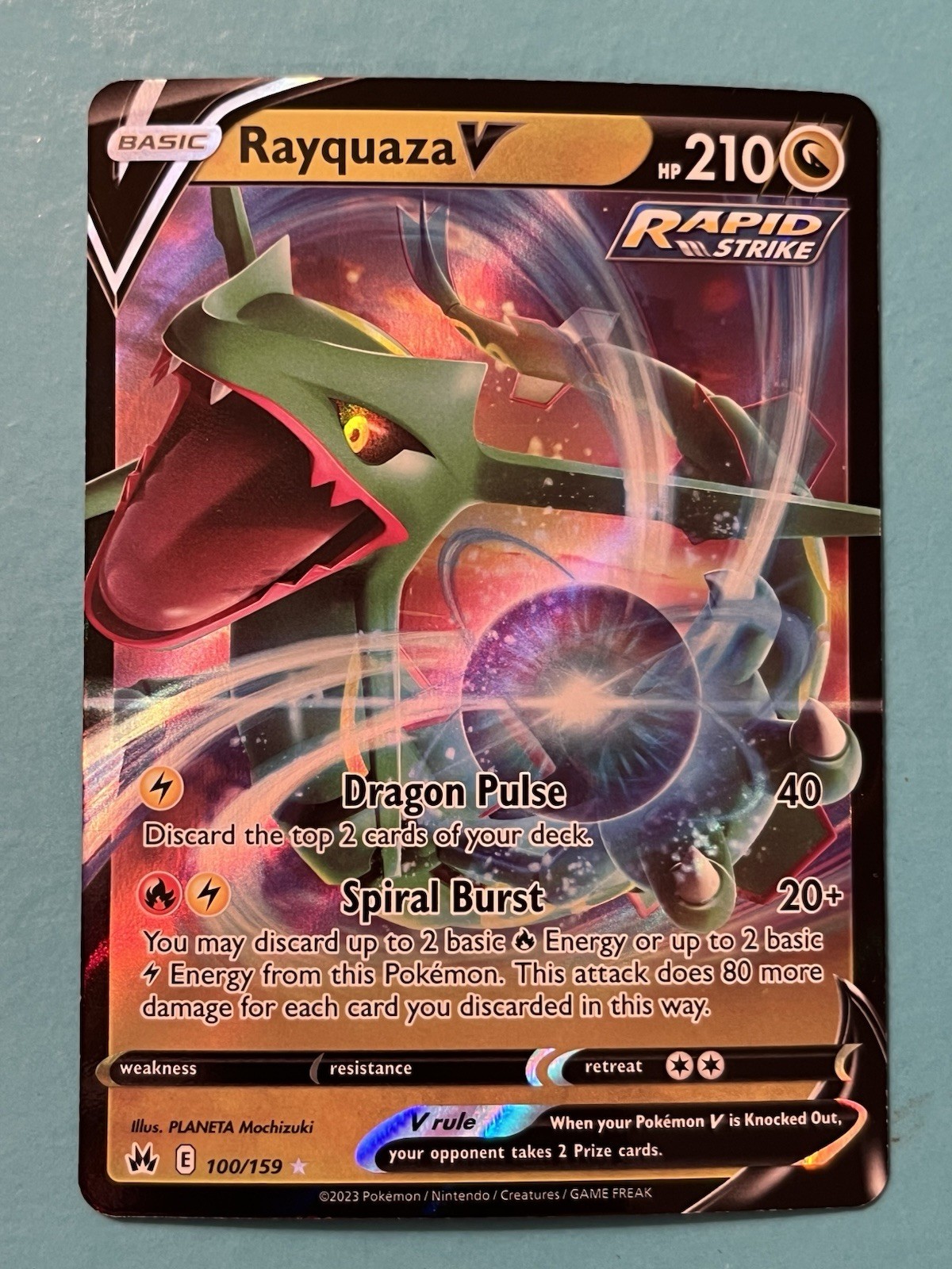 Rayquaza V 100/159 Ultra Rare Crown Zenith Pokemon TCG NM