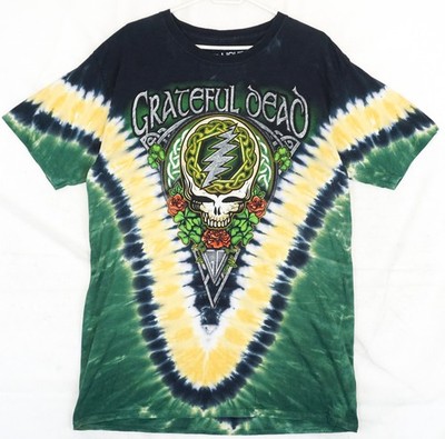 Liquid Blue Tie Dye Grateful Dead Shamrock Cotton T-Shirt Size L Slim Fit