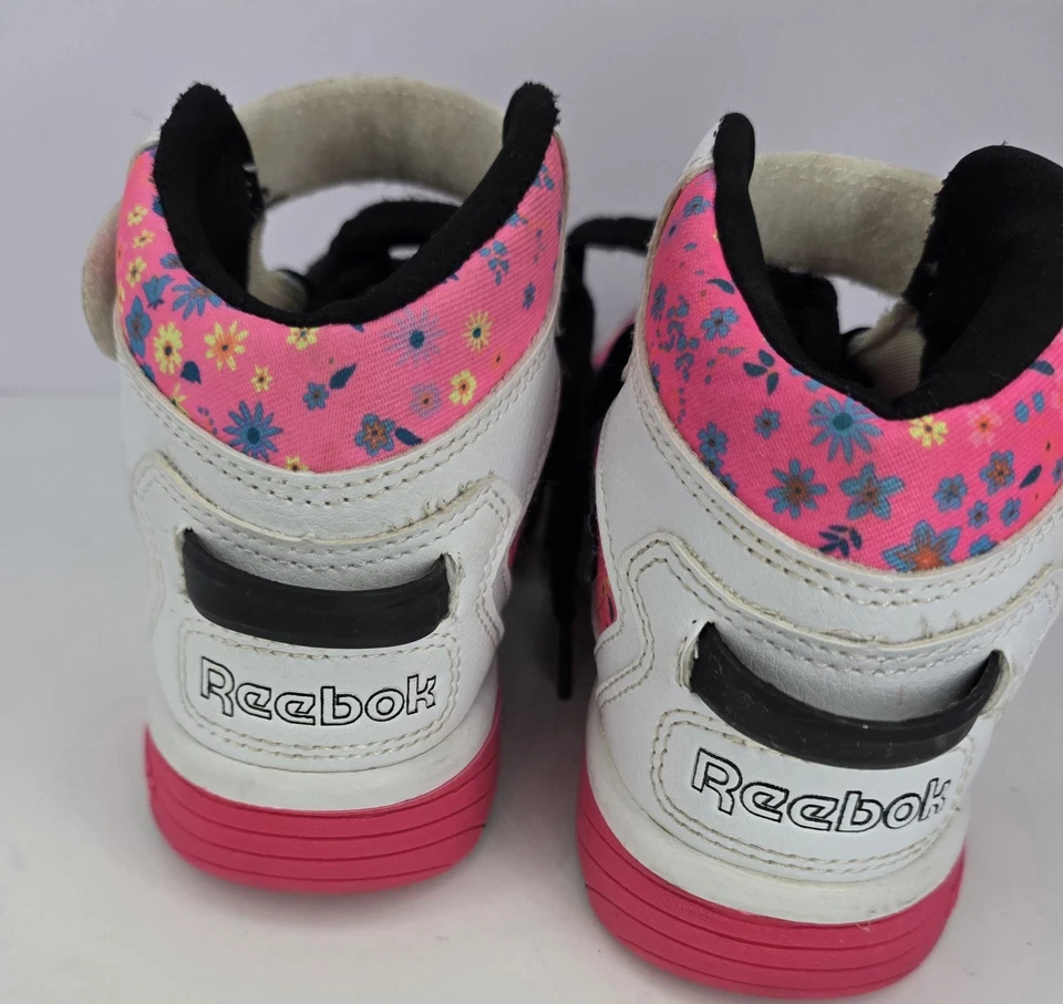 Zapato Reebok Cuero y Rosa Blanco Floral Hi Top Niñas Grandes Talla 2 #10572 Foto 4 de 4