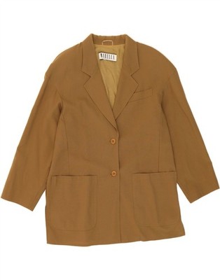 Marella Damen Blazer Sakko 2 Knöpfe UK 16 Large Khaki Schurwolle DW05
