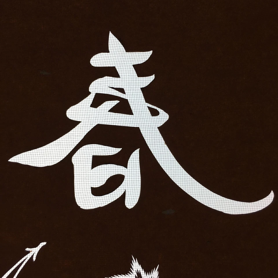 Plantilla Kimono Katagami Japonés De Colección Katazome Kanji Diseño Hoja de Primavera C512 Foto 4 de 4