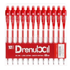 Red Bulk Pack for School Office of 12 Ink Pens, Retractable Ballpoint Pens