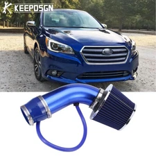 Blue 3" Cold Air Intake Filter Induction Pipe Kit For Subaru Legacy Impreza WRX