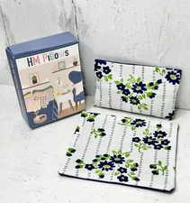 Dollhouse Miniatures 1:12 Blue Green Floral Bedding Set Reversibe Pillow Blanket