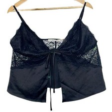 Abercrombie Fitch Sleepwear Black Lace Sheer Bow Tie Camisole Top Women Size L