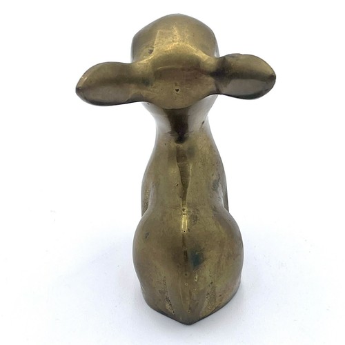Vtg Solid Brass Deer Fawn Sitting Heavy Figurine Statue MCM Bambi - Picture 5 of 11