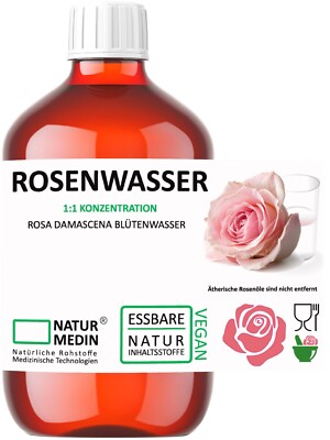 Naturmedin Rosenwasser 100% naturreines Rosen-Hydrolat in PET-Flasche 250ml