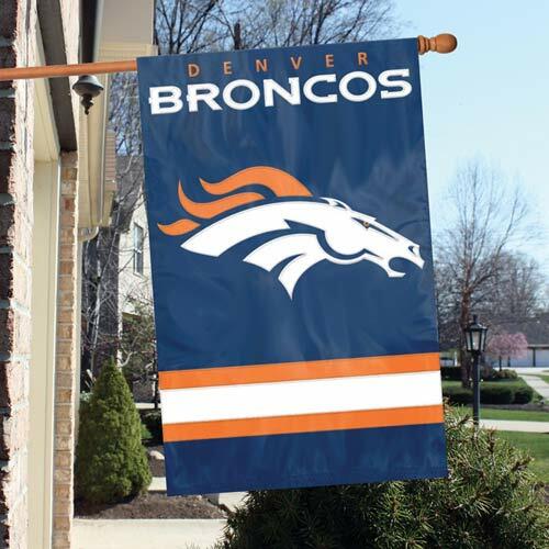 DENVER BRONCOS HOUSE FLAG APPLIQUE EMBROIDERED 2 SIDED OVERSIZED INDOOR OUTDOOR - Picture 1 of 5