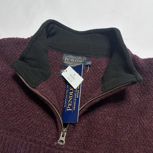 Pendleton Washable Shetland Wool Sweater Mens 2XL Rust Red 1/4 Zip NWT NEW - Picture 4 of 12