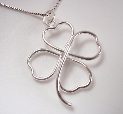 4-Leaf Clover 925 Sterling Silver Pendant Corona Sun Jewelry 