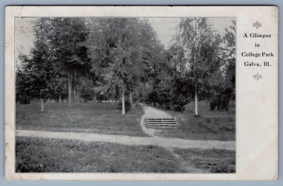 A Glimpse in College Park Galva, III interesting cancel postcard B5