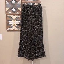 Vintage Ralph Lauren Boho Printed Linen Wide Leg Pants Small