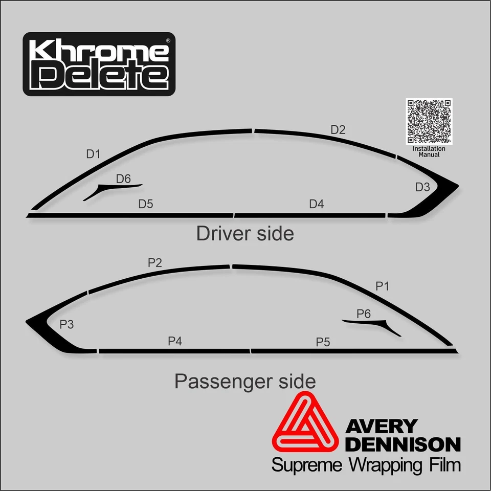 2021–2025 Lexus IS (USE30) Chrome Delete Vinyl Wrap Overlay – Gloss Black Finish - Image 2 of 4