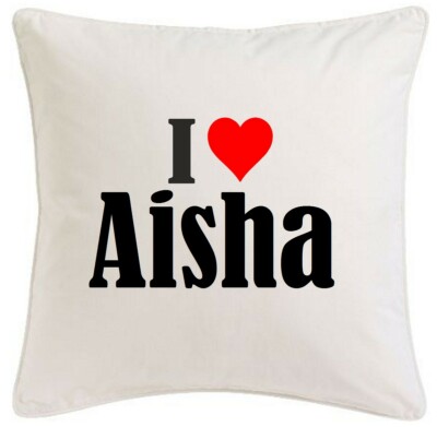 KISSENBEZUG I LOVE AISHA 40CMX40CM AUS MIKROFASER