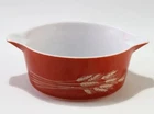 Vintage Pyrex 475-B Rust Autumn Harvest Wheat Casserole Dish Bowl 2.5 Qt.