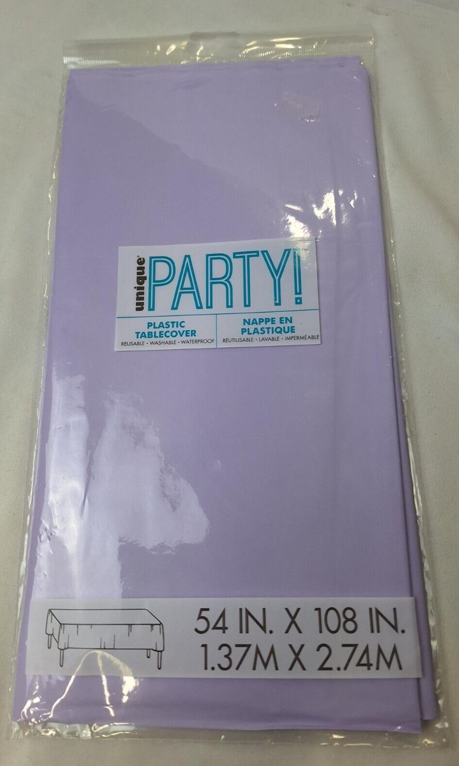 Tablecloth Lavender Purple Plastic Party Rectactangle 1.3-2.7m Birthday Unique