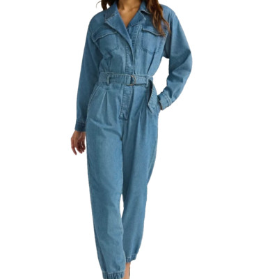Sofia Jeans Womens Utility Jumpsuit Blue Denim XS Chambray Jumper