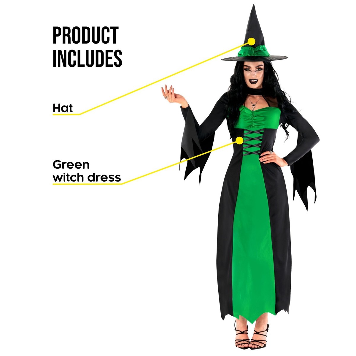 Womens Wicked Witch Costume Green Womens Wicked Witch Costume Green