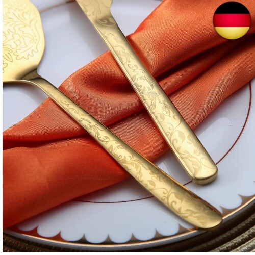 Berglander Gold Hochzeitstorte Messer und Servierset, Titan Vergoldung mit - Bild 5 von 9
