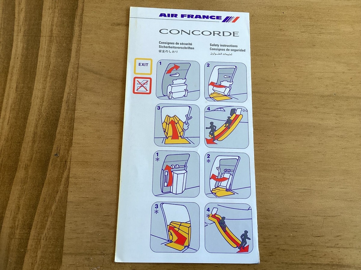 Original Air France Concorde Safety Card January 1993 Rare | eBay UK