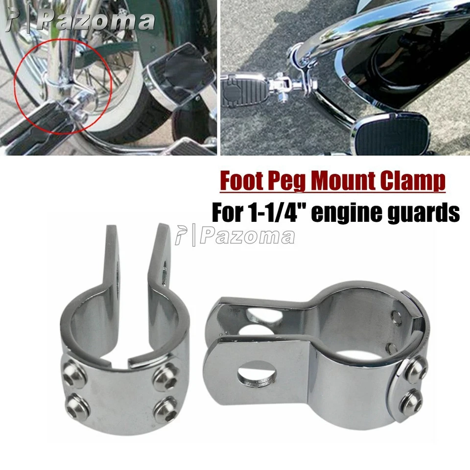 Abrazadera de clavija de pie de montaje en barra de choque para Harley-Davidson Dyna Softail Highway 1/4" Foto 2 de 4