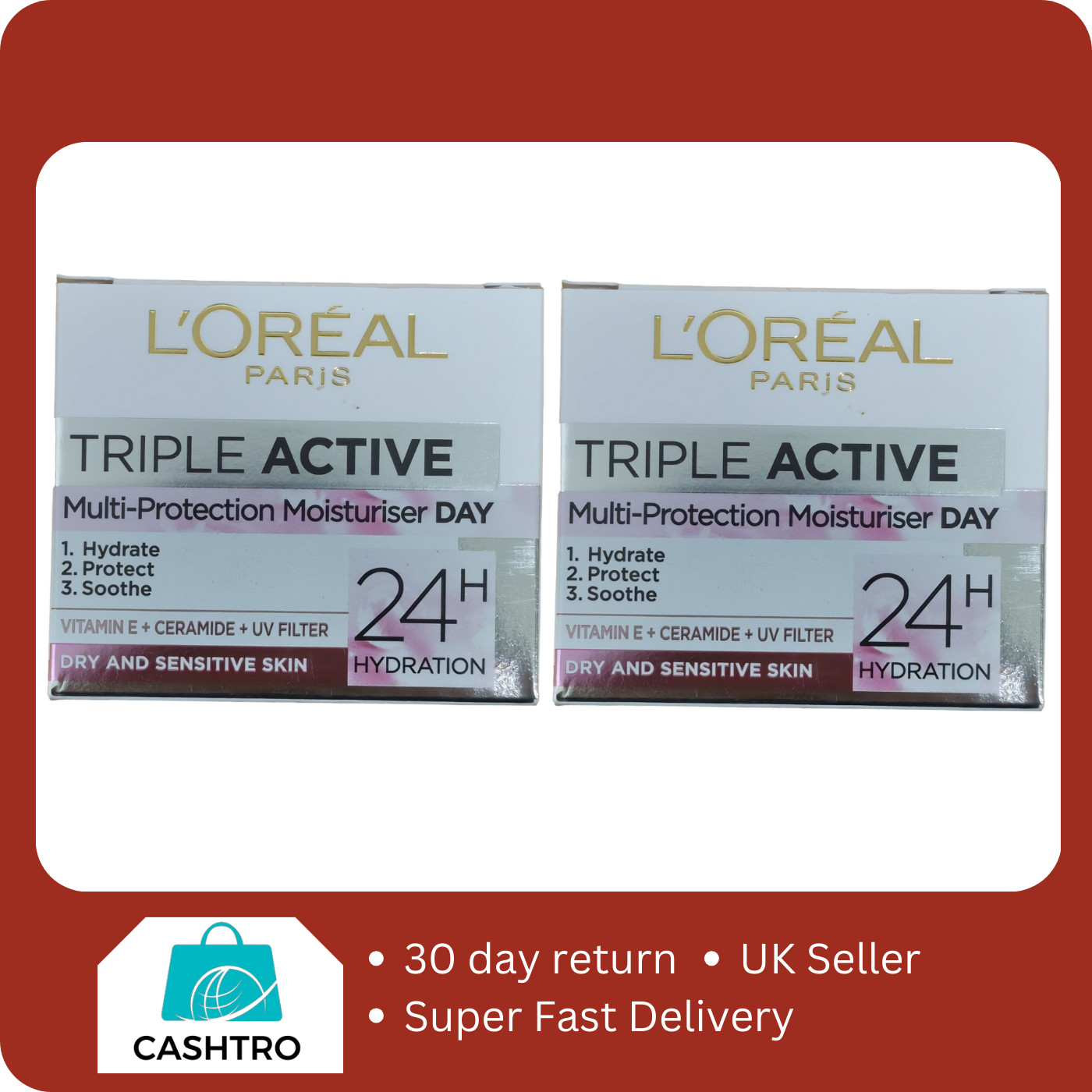 LOreal Paris Triple Active Day 24H Hydrating Moisturiser | 2 x 50ml - Image 4