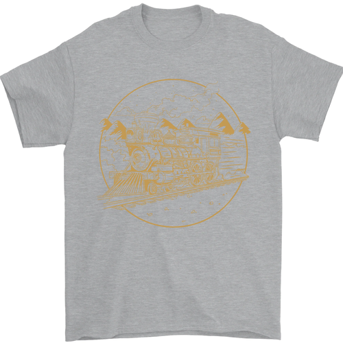 Gold Locomotive Steam Engine Train Spotter Mens T-Shirt 100% Cotton - Picture 90 of 95