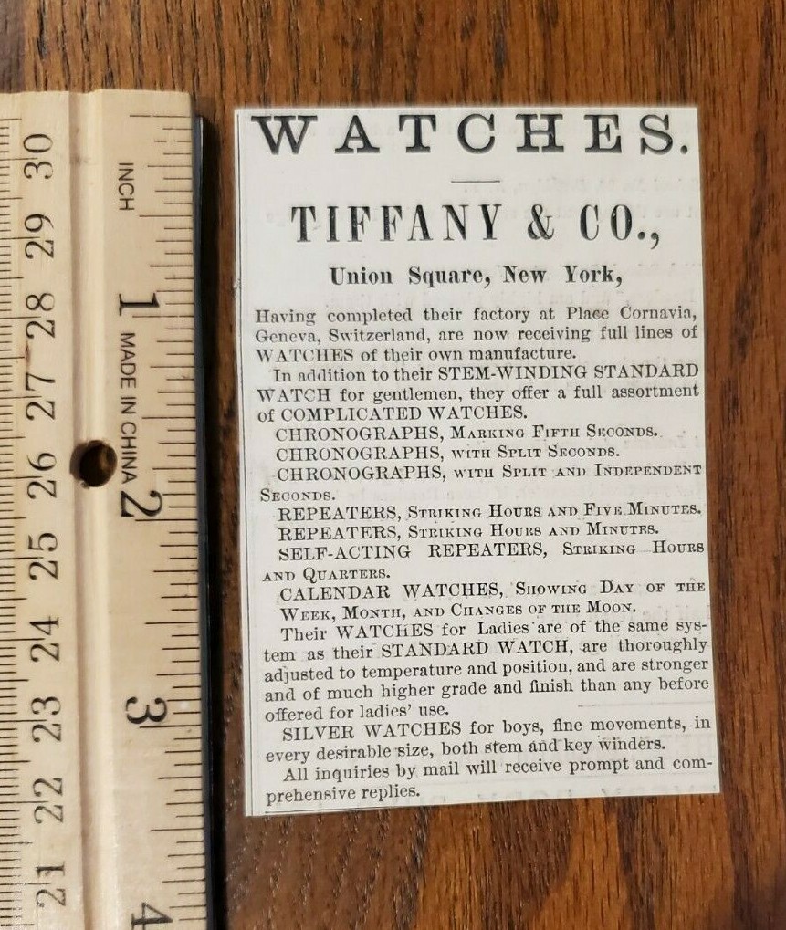 Harper's Weekly 1875 Advertisement TIFFANY AND CO WATCHES UNION SQUARE NY