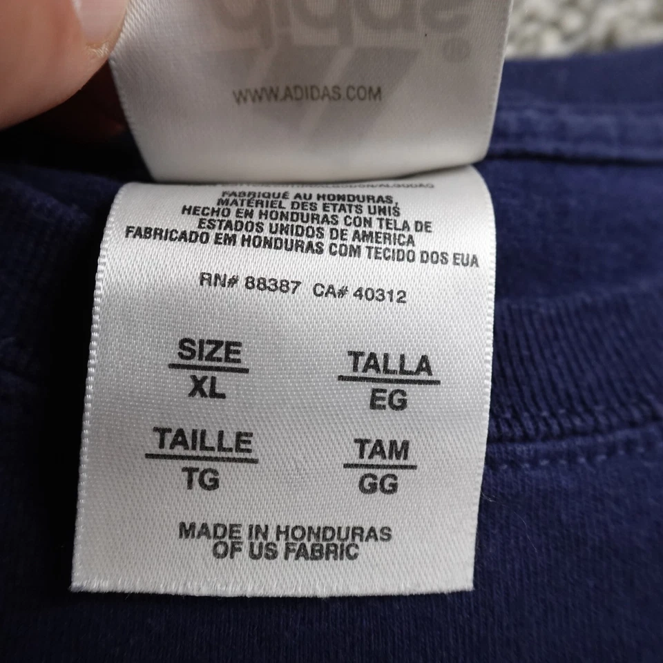 Camiseta De Colección Adidas Para Mujer XL Azul Gráfico Spellout Manga Corta Informal Y2K 00s Foto 4 de 4