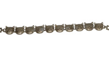 Cat face bracelet, Silver Tone , Textured