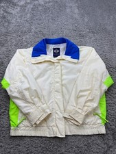 Vtg Columbia Jacket Women Medium Neon Colorblock Full Zip Windbreaker Rain Coat