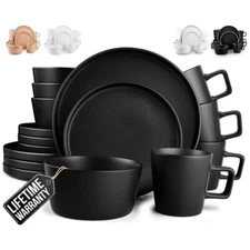 Zulay Kitchen Terra 16-Piece Stoneware Dinnerware Set for 4