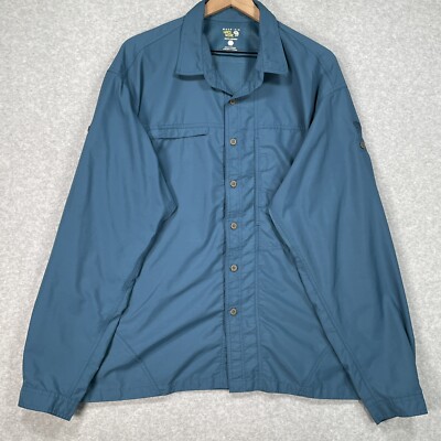 Mountain Hardwear Shirt XL Blue Lightweight Vented Long Sleeve Outdoor  Button Up