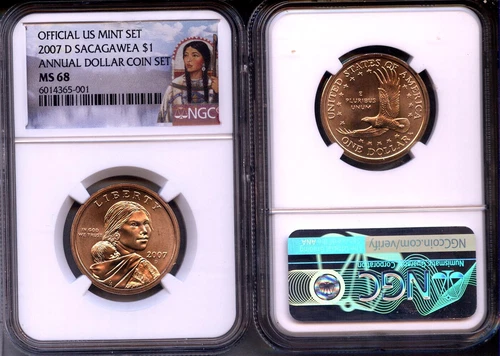 2007-D  FROM  ANNUAL DOLLAR SET Sacagawea  NGC MS68 - Gem  LOW POP