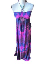 👗💜Paradise ContourSz M Empire Waist Padded Top Maxi Ring Detail Bead Neck Tie