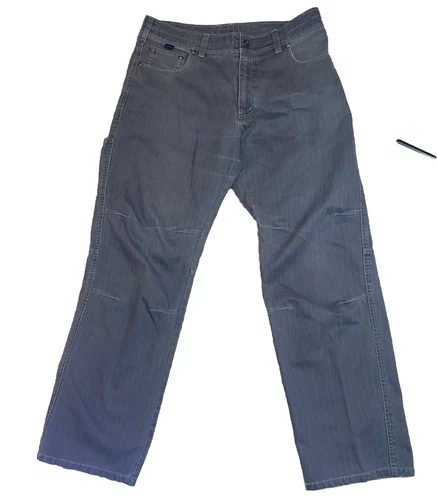 Kuhl Patina Dye Pants Cargo Jeans Mens 34 Subtle Gray Stripe-Outdoor Gorp