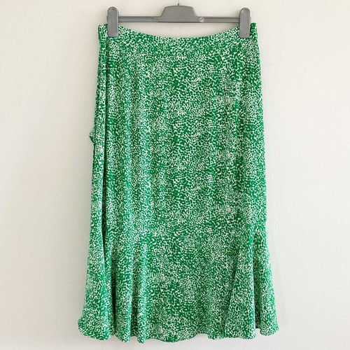 Whistles Skirt Size 14 Green Animal Print Frill Hem Midi Lightweight - Picture 11 of 18