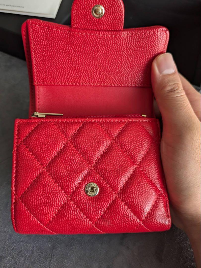 CHANEL レッド 三つ折り財布 中古・古着通販】CHANEL (シャネル) 3つ折り財布 / キャビア