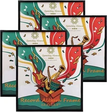 4 Packs,12.5X12.5 Black PVC Vinyl Record Album Frame, Display Music 