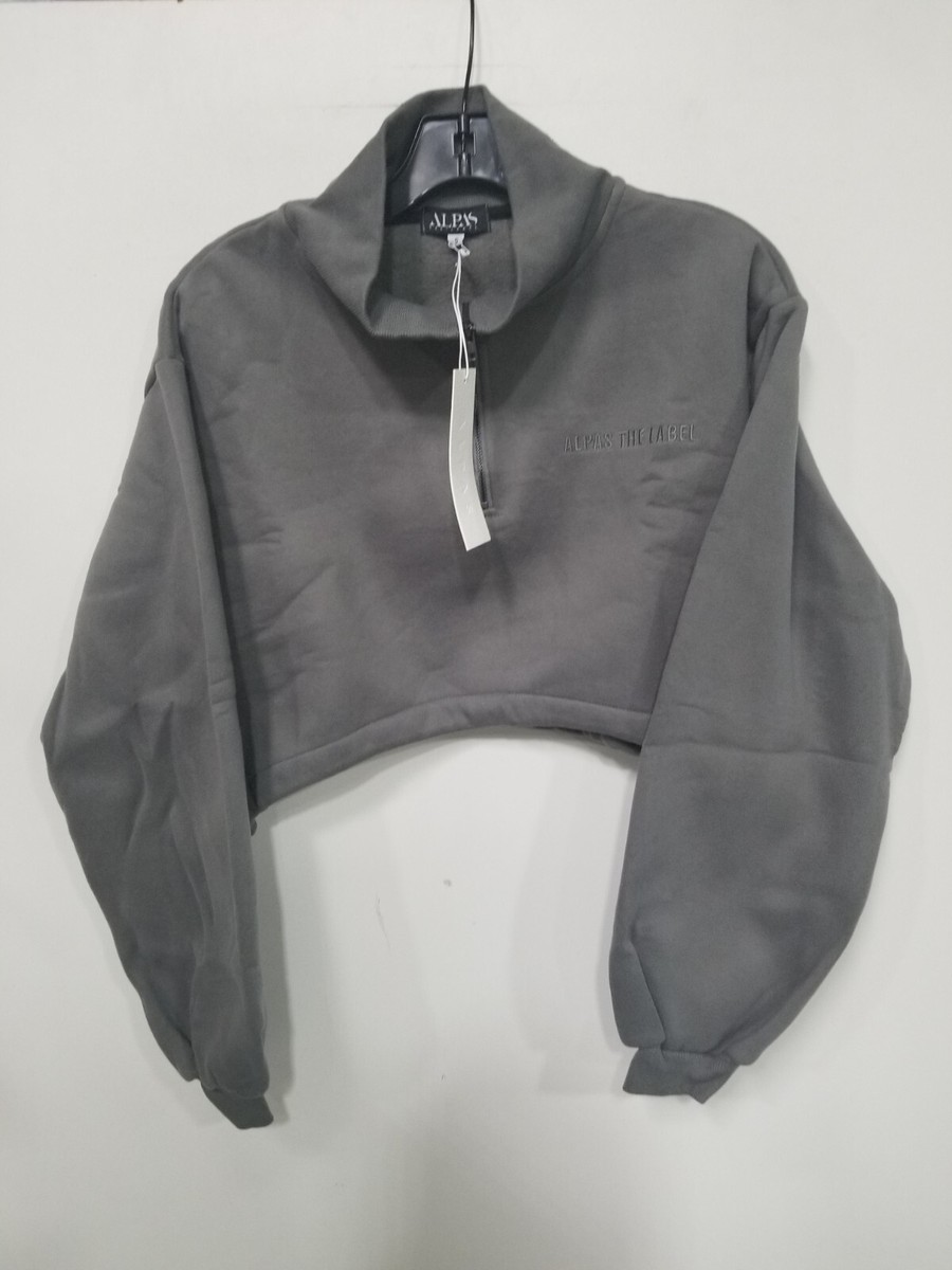 Alpas The Label Cropped Mock Neck Sweater In Charcoal Sz Sm | eBay