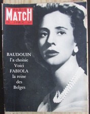 BELGIQUE REINE FABIOLA  BAUDOUIN MARIAGE LOT 5 PARIS MATCH de 1960