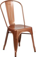 Tolix-Style Industrial Metal Café Chair in Galvanized Silver Finish — listing 5