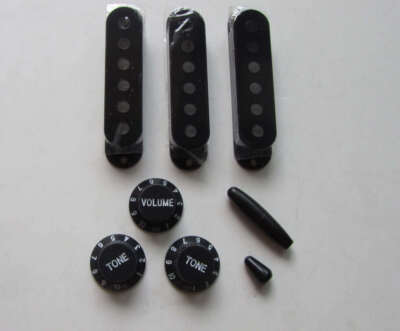 KAISH ST Pickup Covers ST Knobs Switch,Trem Arm Tip Black for ST