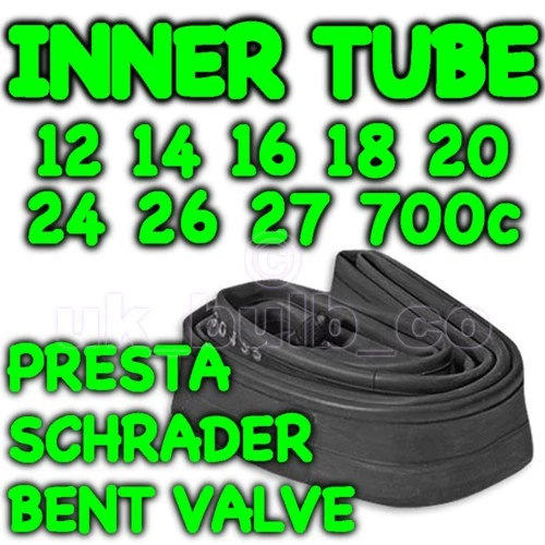 Cycle Inner Tubes 10" to 26" 700c Puncture Resistant Butyl Rubber