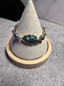 Authentic Robert Lee Morris Soho Gold Plated Abalone Shells Bracelet - 8"
