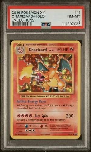 PSA 8 - Charizard 11/108 2016 XY Evolutions Holo Rare Pokemon