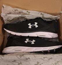 Under Armour Charged Assert Black White Low Top Mesh Athletic Sneakers