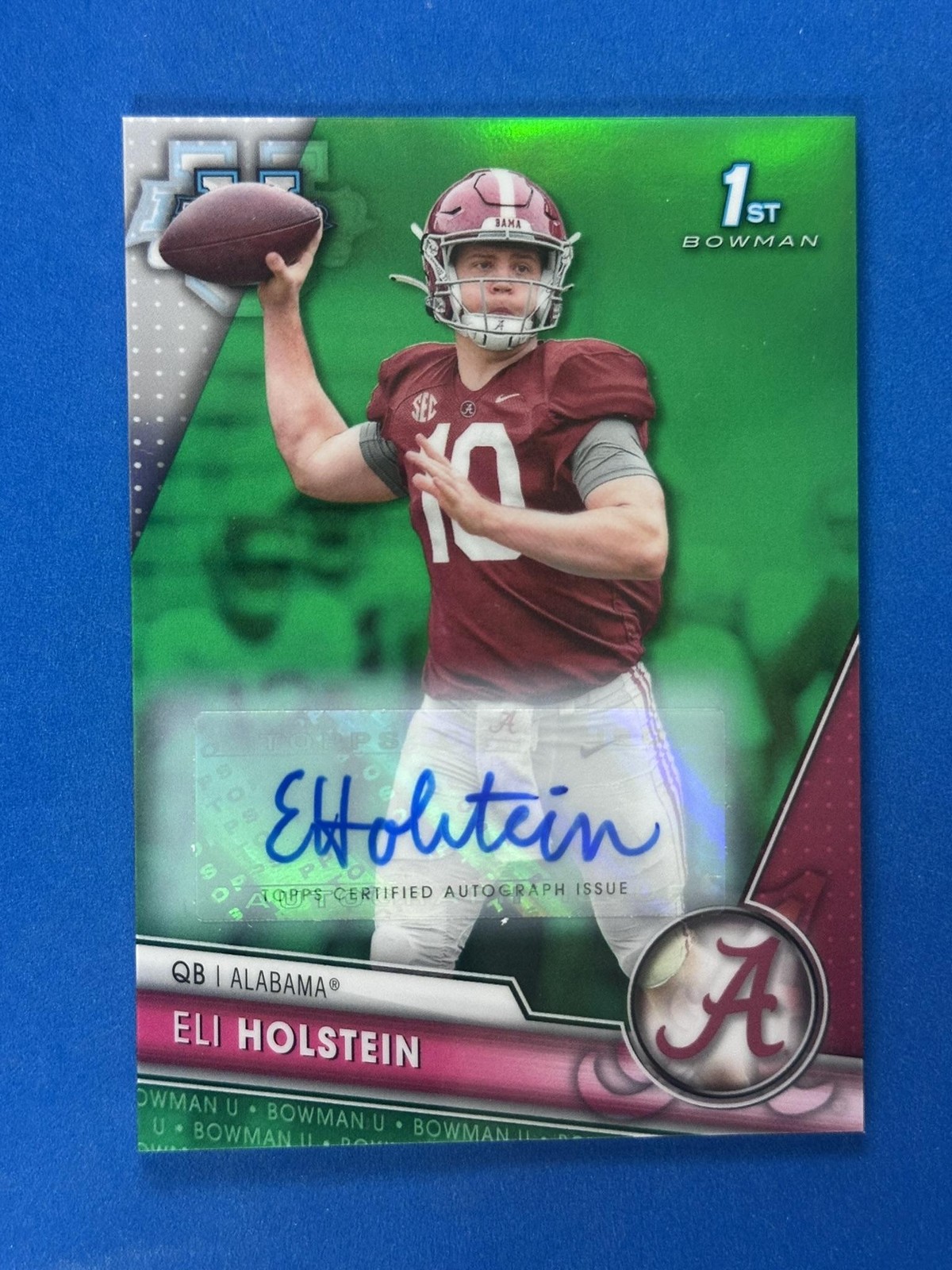 2023 Bowman University Chrome Green Refractor Eli Holstein Autograph /99