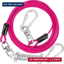 Dog Tie Out Cable - 20 ft Heavy Duty Dog Lead for Yard